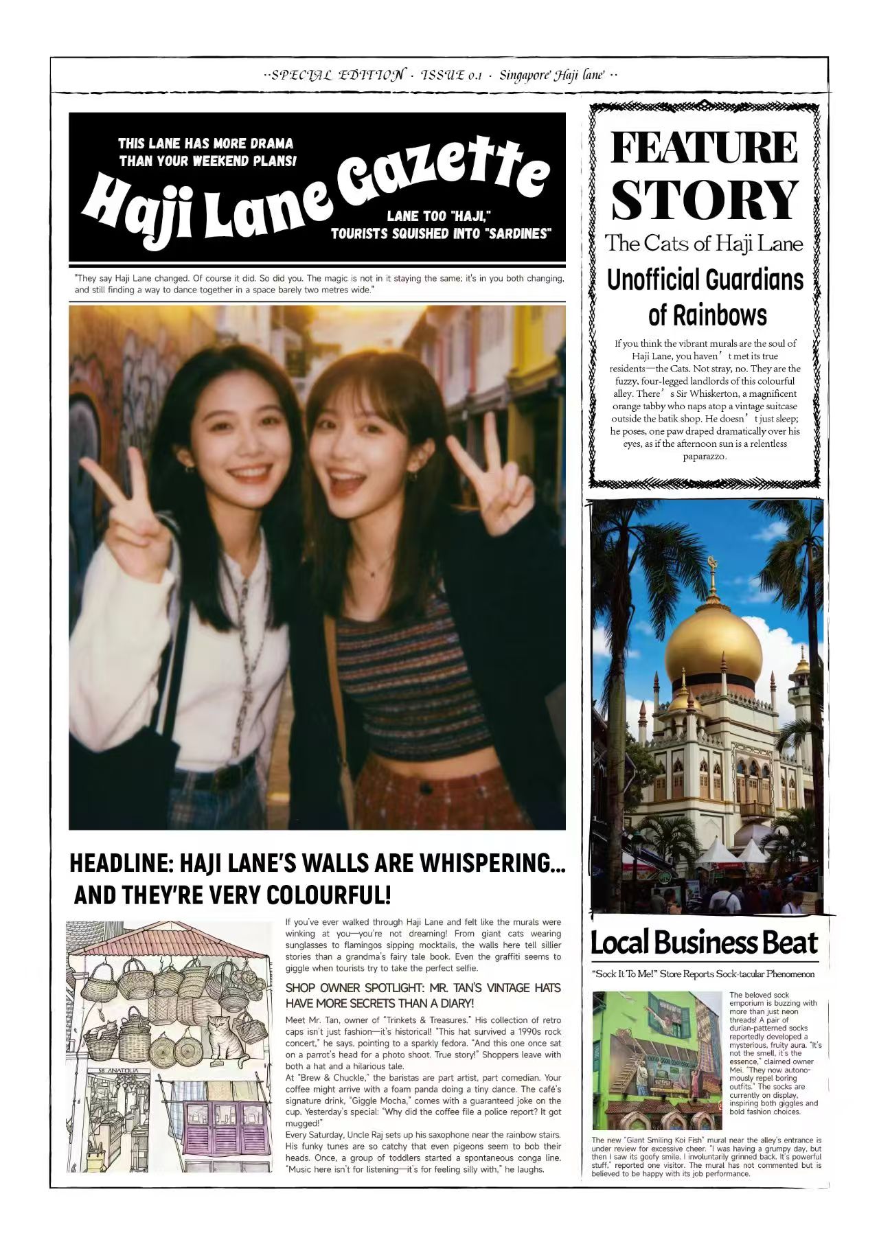 Haji Lane Gazette personalised newspaper photo sample