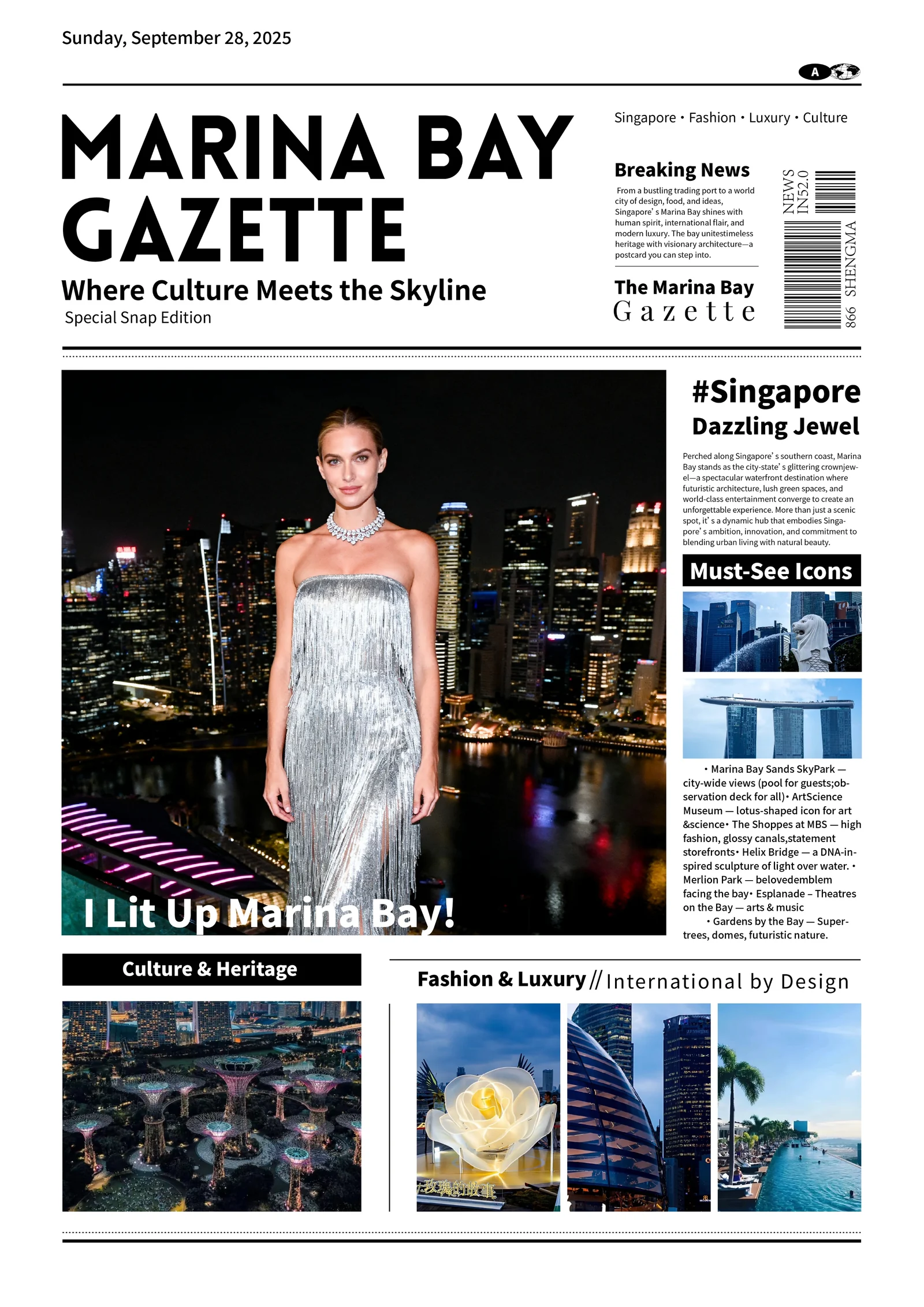 Marina Bay Gazette newspaper-style photo booth edition